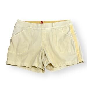 Spanx Stretch Twill Shorts Women’s L Soft Yellow Pull On Slimming Cotton Blend
